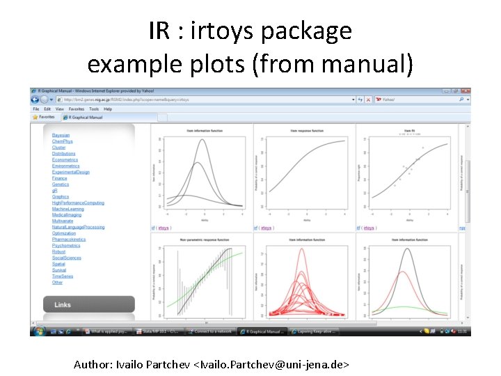 IR : irtoys package example plots (from manual) Author: Ivailo Partchev <Ivailo. Partchev@uni-jena. de>