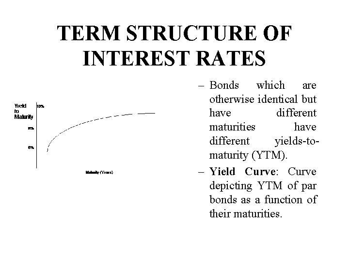 TERM STRUCTURE OF INTEREST RATES – Bonds which are otherwise identical but have different