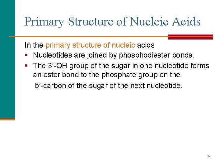 Primary Structure of Nucleic Acids In the primary structure of nucleic acids, § Nucleotides