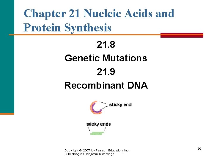 Chapter 21 Nucleic Acids and Protein Synthesis 21. 8 Genetic Mutations 21. 9 Recombinant