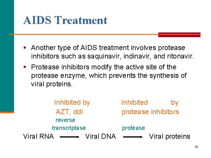 AIDS Treatment § Another type of AIDS treatment involves protease inhibitors such as saquinavir,