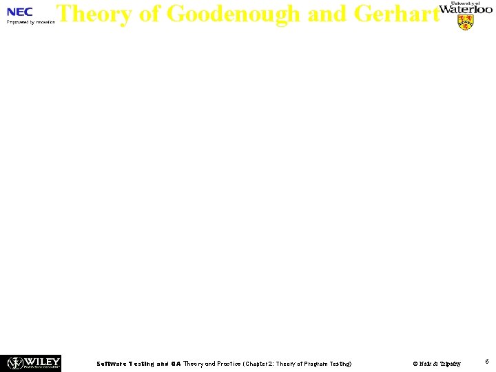 Theory of Goodenough and Gerhart n Program faults occur due to our – inadequate