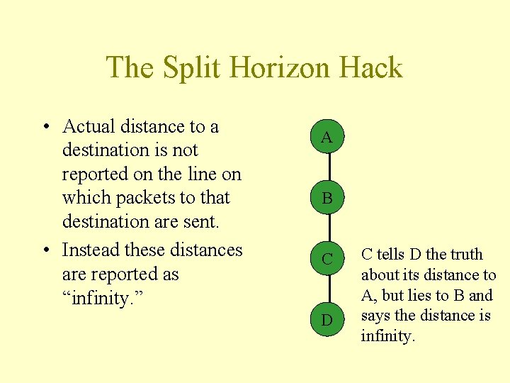 The Split Horizon Hack • Actual distance to a destination is not reported on The Split Horizon Hack • Actual distance to a destination is not reported on