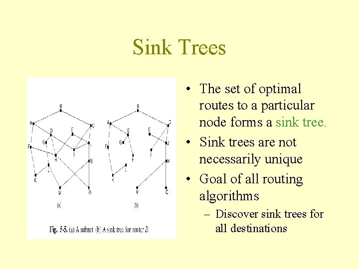 Sink Trees • The set of optimal routes to a particular node forms a Sink Trees • The set of optimal routes to a particular node forms a