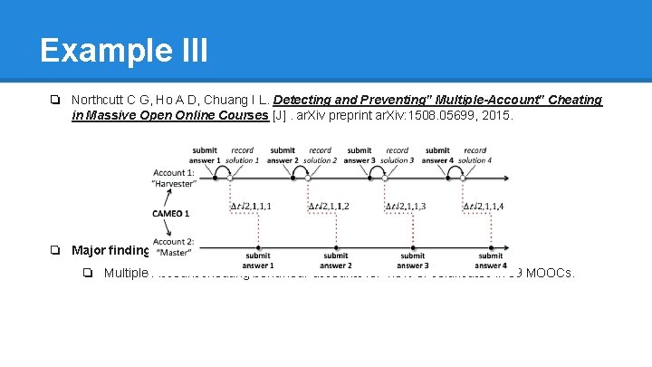 Example III ❏ Northcutt C G, Ho A D, Chuang I L. Detecting and