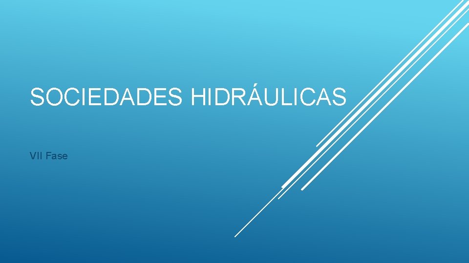 SOCIEDADES HIDRÁULICAS VII Fase 