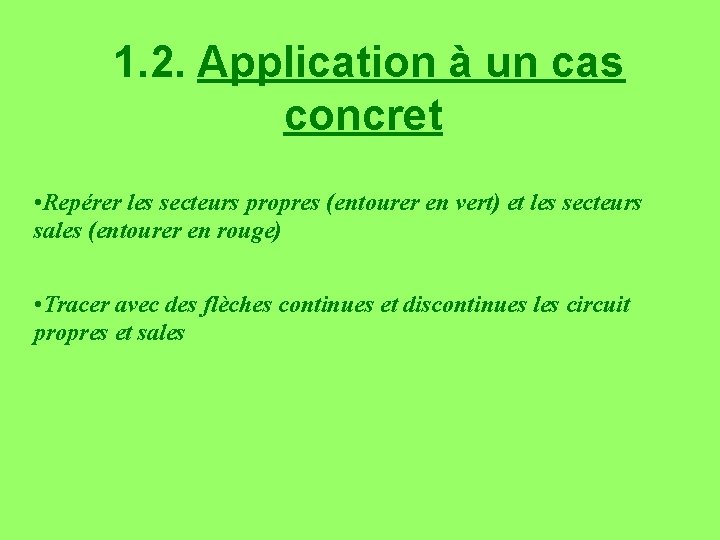  1. 2. Application à un cas concret • Repérer les secteurs propres (entourer