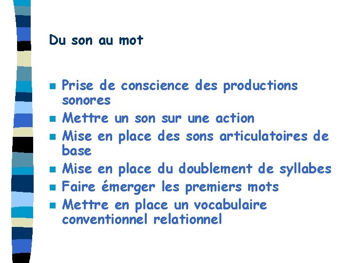 Du son au mot n n n Prise de conscience des productions sonores Mettre