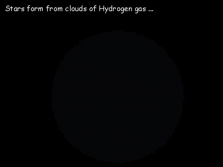 Stars form from clouds of Hydrogen gas. . . 