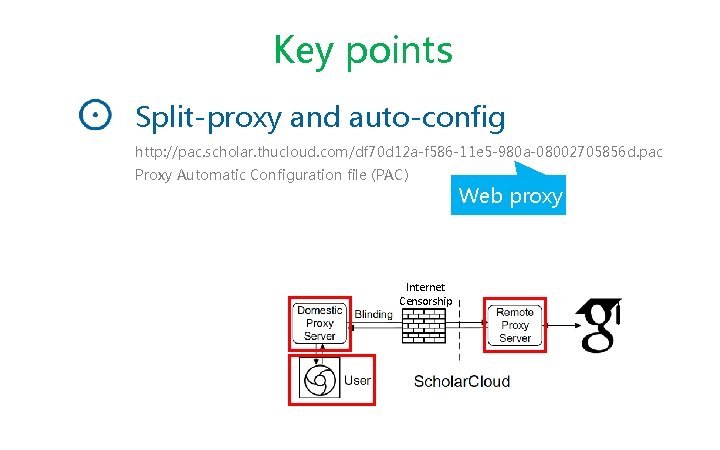 Key points Split-proxy and auto-config http: //pac. scholar. thucloud. com/df 70 d 12 a-f