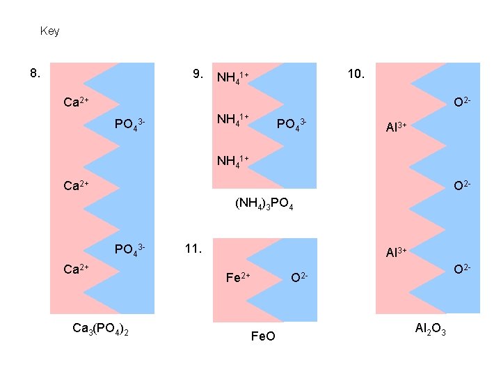 Key 8. 9. 10. NH 41+ Ca 2+ O 2 PO 4 NH 41+