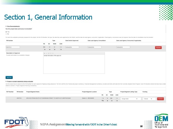 Section 1, General Information NEPA Assignment: Moving Forward with FDOT in the Driver’s Seat