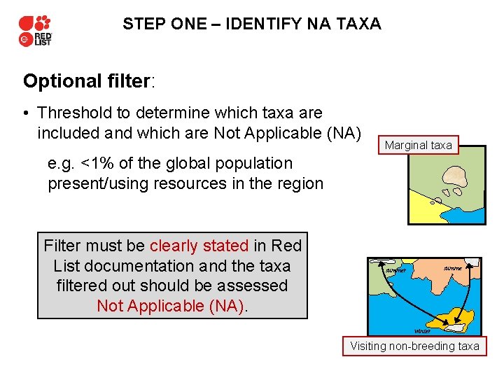 STEP ONE – IDENTIFY NA TAXA Optional filter: • Threshold to determine which taxa