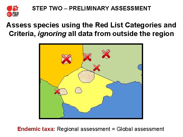 STEP TWO – PRELIMINARY ASSESSMENT Assess species using the Red List Categories and Criteria,