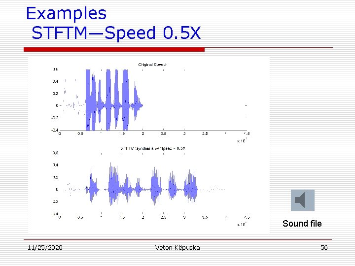 Examples STFTM—Speed 0. 5 X Sound file 11/25/2020 Veton Këpuska 56 