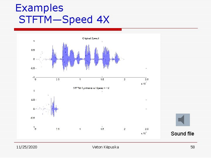 Examples STFTM—Speed 4 X Sound file 11/25/2020 Veton Këpuska 58 