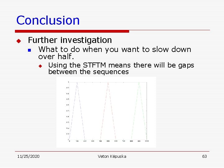 Conclusion u Further investigation n What to do when you want to slow down