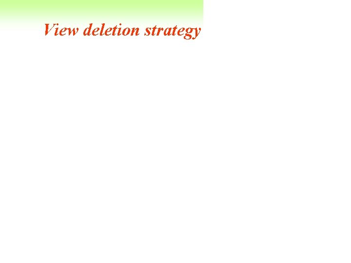 View deletion strategy 1. View clusters • Distance measure between views c(v, v’) =
