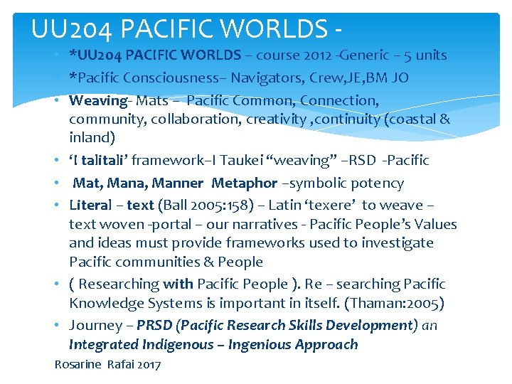 UU 204 PACIFIC WORLDS - • *UU 204 PACIFIC WORLDS – course 2012 -Generic