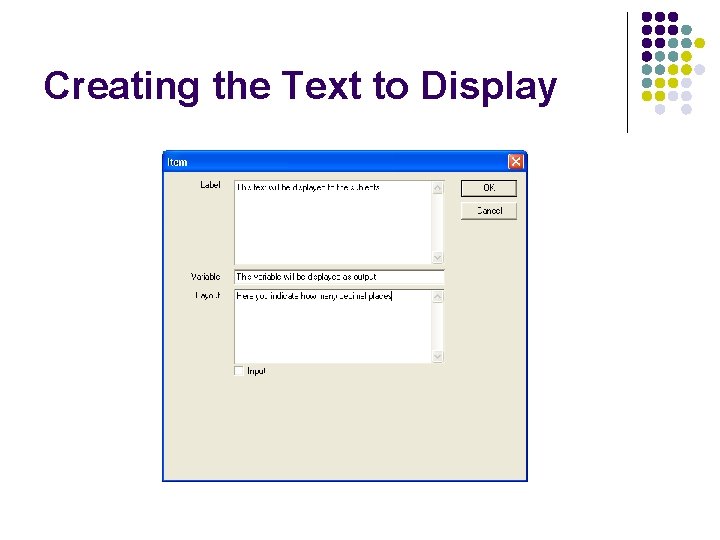 Creating the Text to Display 