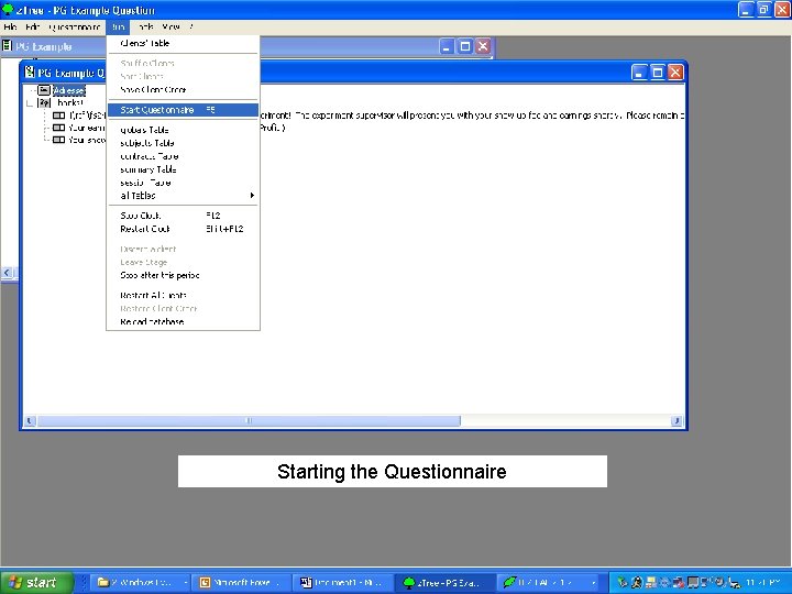Starting the Questionnaire 
