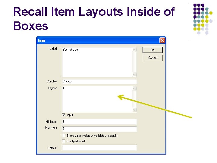 Recall Item Layouts Inside of Boxes 
