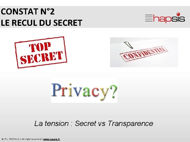 CONSTAT N° 2 LE RECUL DU SECRET La tension : Secret vs Transparence ©