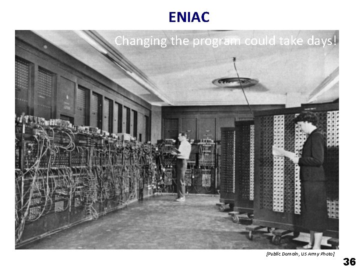 ENIAC Changing the program could take days! [Public Domain, US Army Photo] 36 