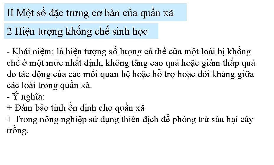 II Một số đặc trưng cơ bản của quần xã 2 Hiện tượng khống