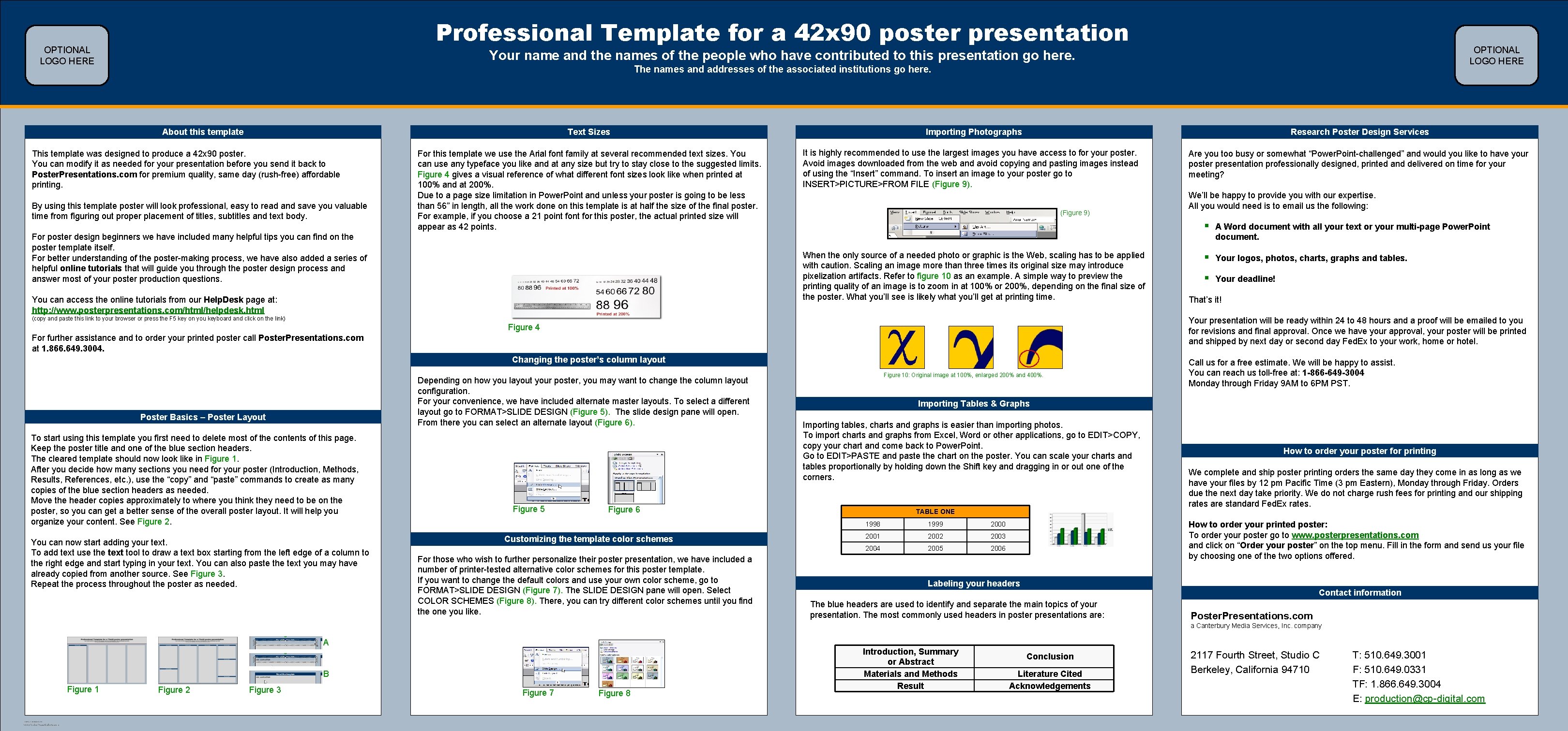 Professional Template for a 42 x 90 poster presentation OPTIONAL LOGO HERE Your name