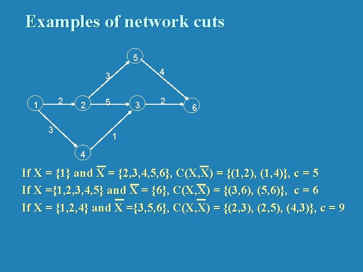 Examples of network cuts 5 4 3 2 1 2 3 5 3 2