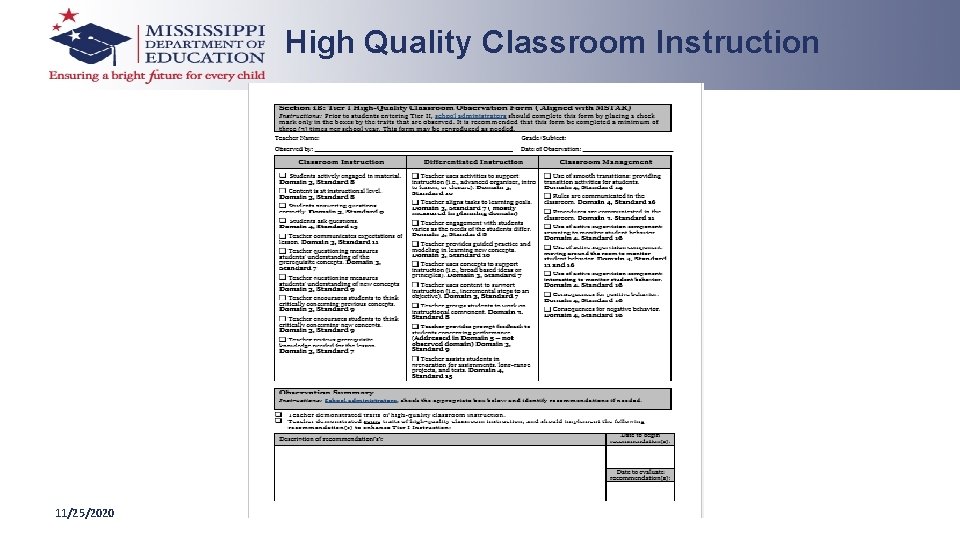 High Quality Classroom Instruction 11/25/2020 