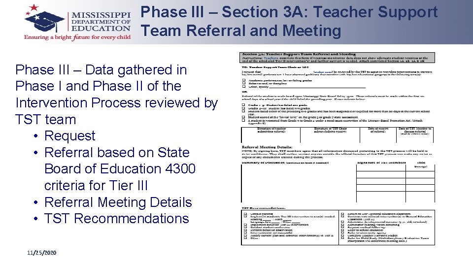 Phase III – Section 3 A: Teacher Support Team Referral and Meeting Phase III