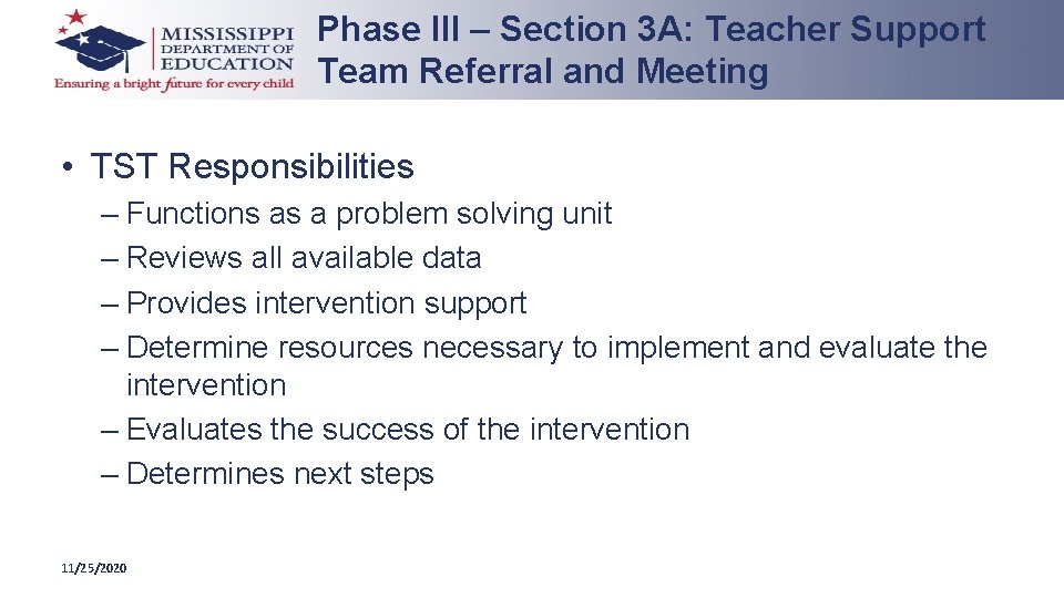 Phase III – Section 3 A: Teacher Support Team Referral and Meeting • TST