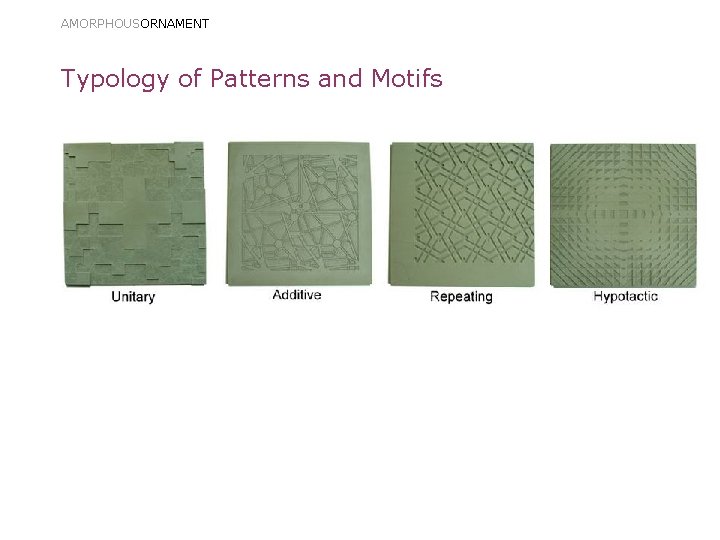 AMORPHOUSORNAMENT Typology of Patterns and Motifs 