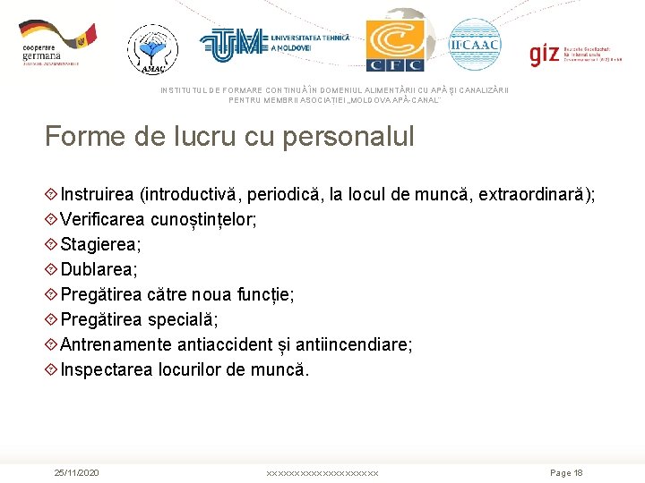 INSTITUTUL DE FORMARE CONTINUĂ ÎN DOMENIUL ALIMENTĂRII CU APĂ ŞI CANALIZĂRII PENTRU MEMBRII ASOCIAȚIEI INSTITUTUL DE FORMARE CONTINUĂ ÎN DOMENIUL ALIMENTĂRII CU APĂ ŞI CANALIZĂRII PENTRU MEMBRII ASOCIAȚIEI