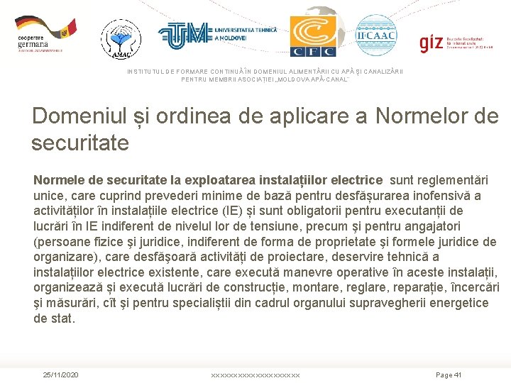 INSTITUTUL DE FORMARE CONTINUĂ ÎN DOMENIUL ALIMENTĂRII CU APĂ ŞI CANALIZĂRII PENTRU MEMBRII ASOCIAȚIEI INSTITUTUL DE FORMARE CONTINUĂ ÎN DOMENIUL ALIMENTĂRII CU APĂ ŞI CANALIZĂRII PENTRU MEMBRII ASOCIAȚIEI