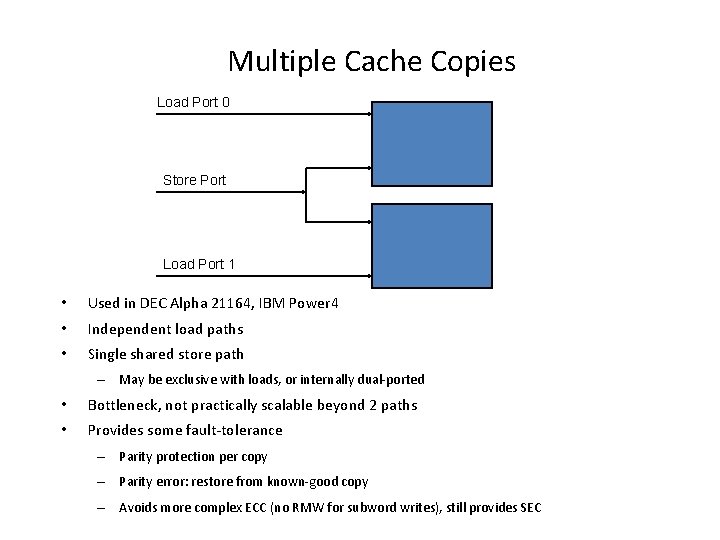 Multiple Cache Copies Load Port 0 Store Port Load Port 1 • Used in