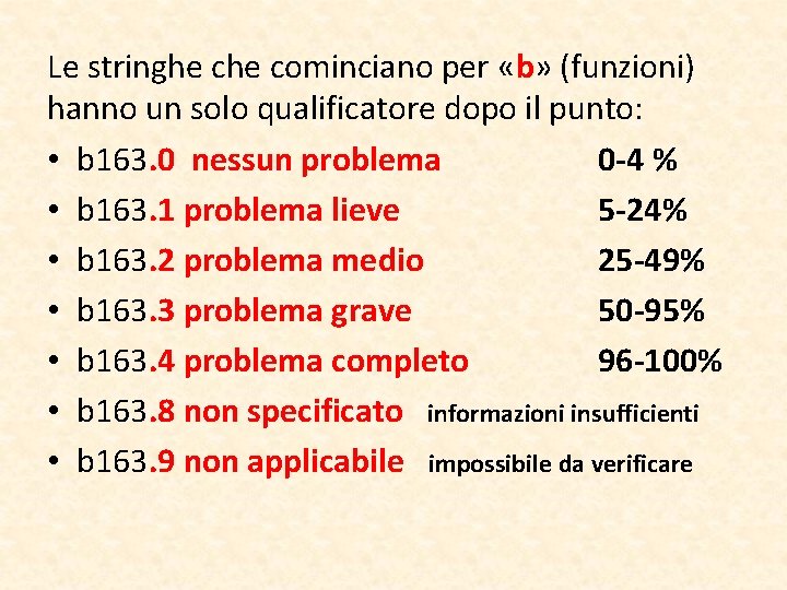 Le stringhe cominciano per «b» (funzioni) hanno un solo qualificatore dopo il punto: •