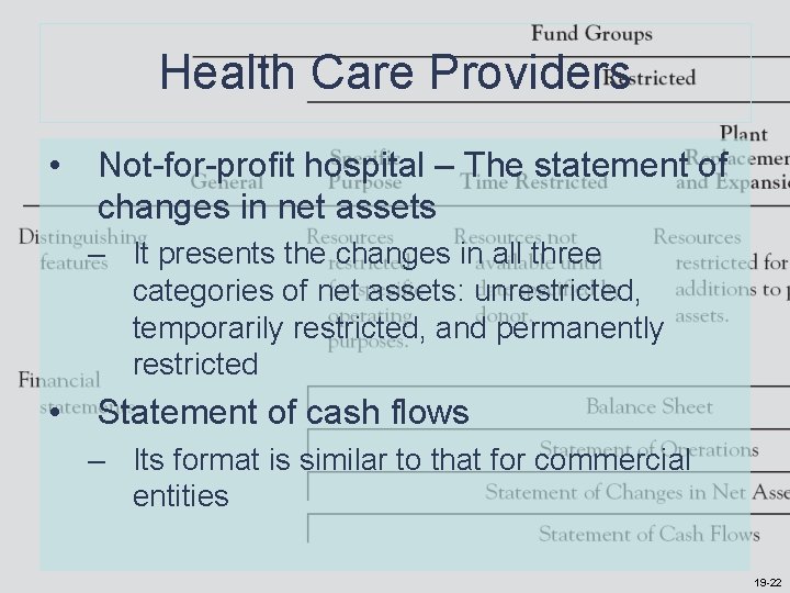 Health Care Providers • Not-for-profit hospital – The statement of changes in net assets Health Care Providers • Not-for-profit hospital – The statement of changes in net assets