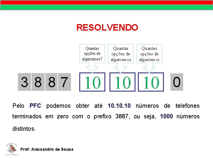 MATEMÁTICA, 9º Ano Pontos no plano cartesiano/pares ordenados RESOLVENDO Quantas opções de algarismos? Quantas