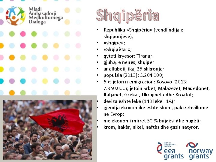 Shqipëria • Republika » Shqipëria « (vendlindija e shqiponjeve); • » shqipe «; •