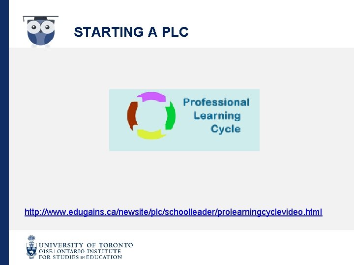 STARTING A PLC http: //www. edugains. ca/newsite/plc/schoolleader/prolearningcyclevideo. html 