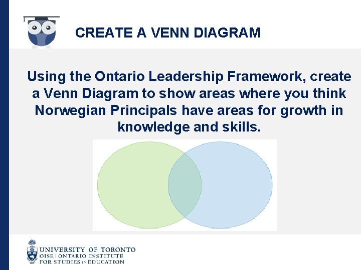 CREATE A VENN DIAGRAM Using the Ontario Leadership Framework, create a Venn Diagram to