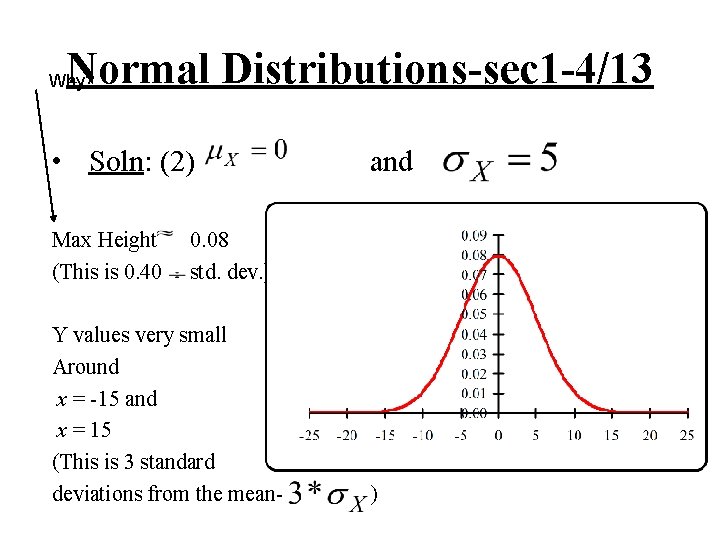 Normal Distributions-sec 1 -4/13 Why? • Soln: (2) Max Height (This is 0. 40