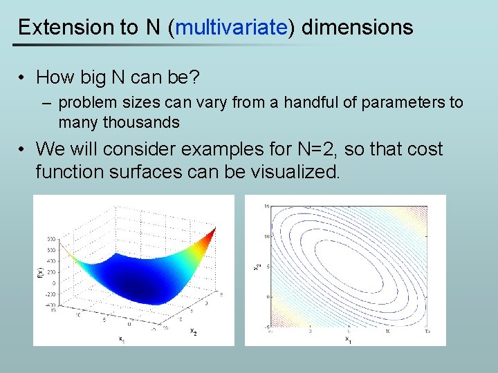 Extension to N (multivariate) dimensions • How big N can be? – problem sizes