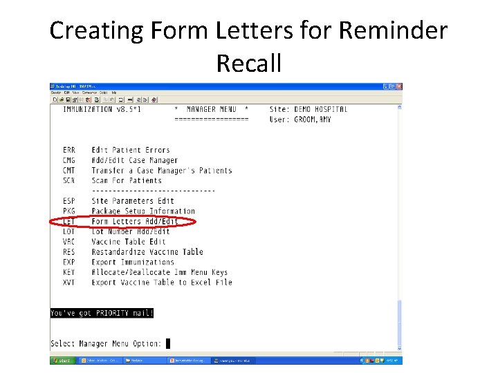 Creating Form Letters for Reminder Recall 