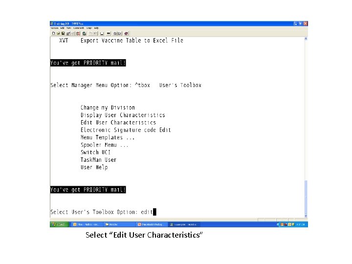 Select “Edit User Characteristics” 