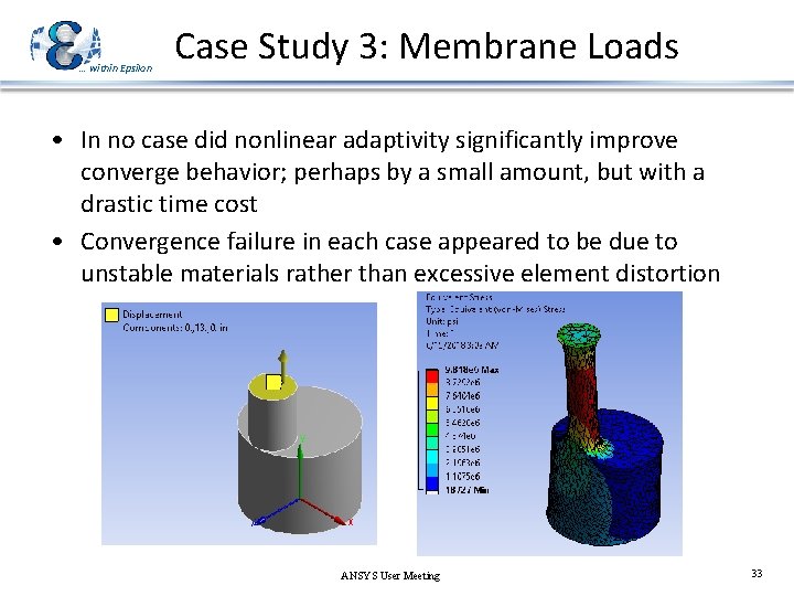 … within Epsilon Case Study 3: Membrane Loads • In no case did nonlinear