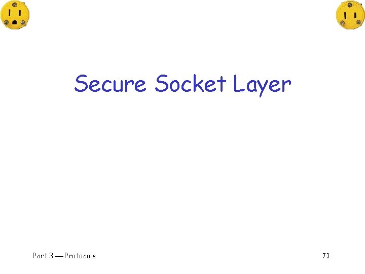 Secure Socket Layer Part 3 Protocols 72 